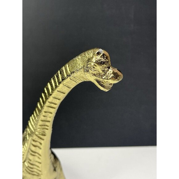 Metal Dinosaur Sculpture Figurine Brachiosaurus 13" X 10" Gold Dino Decor Figure - Picture 7 of 11